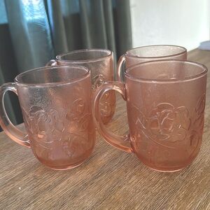 Vintage Arcoroc Rosaline Embossed Pink Mugs